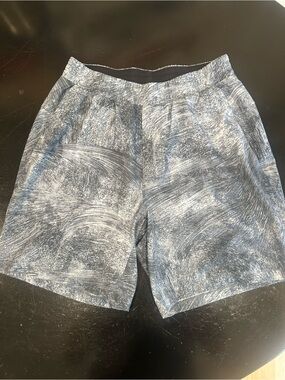 lululemon athletica Men's Black & White Marble-Effect Channel Cross Swim Shorts